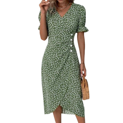 Robe Été Floral Manches Courtes Legère