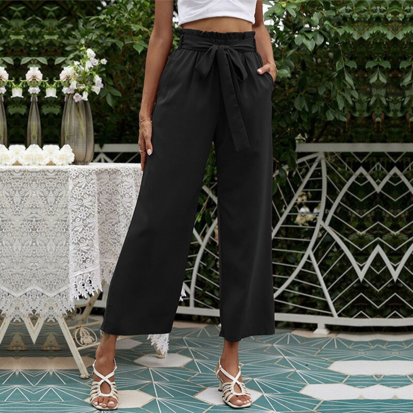 Pantalon Femme Haute Taille Élégant