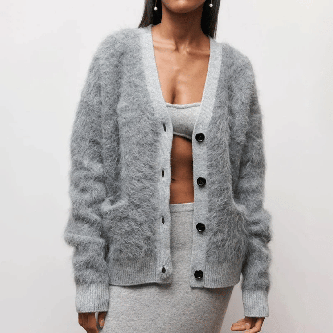 Cardigan Femme Col En V Doux et Confortable Hiver