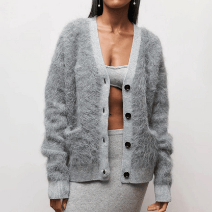 Cardigan Femme Col En V Doux et Confortable Hiver