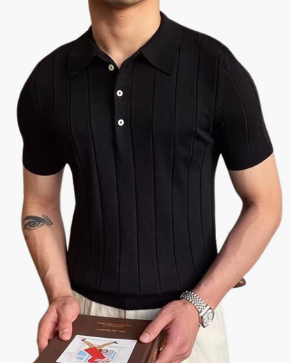 Chemise Poloshirt Homme Slim Fit à Rayures pour Bureau