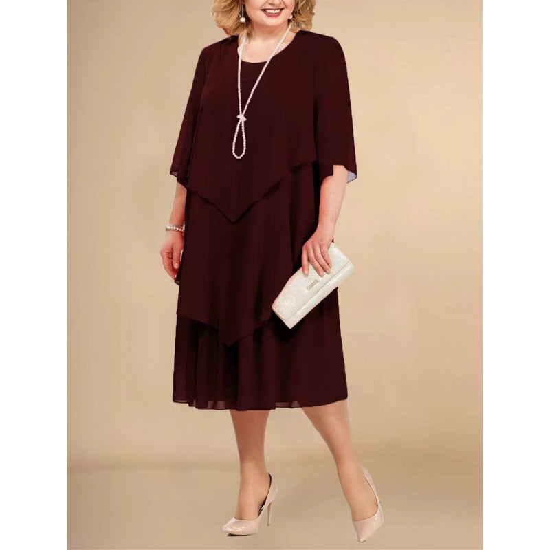 Robe Femme Élégante à Volants avec Manches Longues