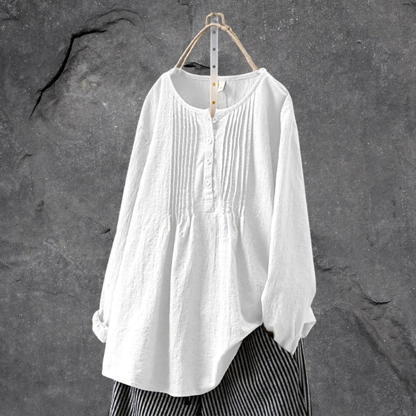 Blouse Femme Été Légère avec Plis et Boutons Décontractés
