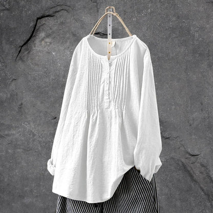 Blouse Femme Été Légère avec Plis et Boutons Décontractés