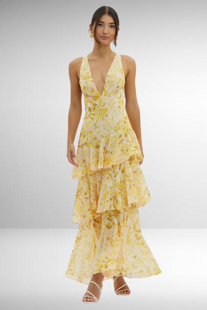 Robe Longue Fleurs Élégante pour Femme