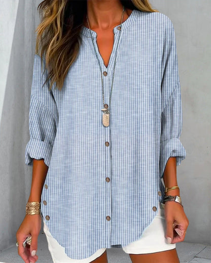 Blouse Femme Rayée Détente avec Boutons