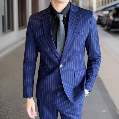 Costume Mariage Homme Slim Noir Rayures Fines