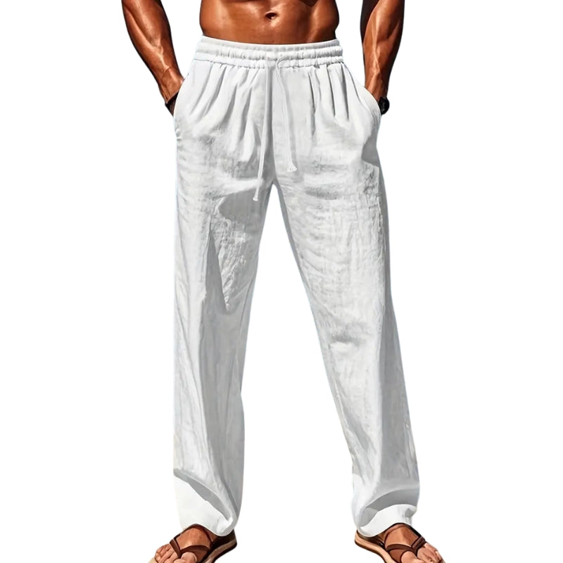 Pantalon Lin Décontracté avec Ceinture Élastique - PanierRoyale