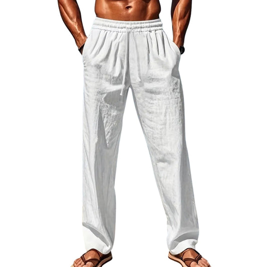 Pantalon Lin Décontracté avec Ceinture Élastique - PanierRoyale