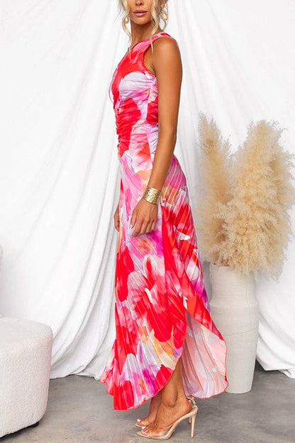 Robe Épaule Dévoilée Fleurs Élégante pour Soirée