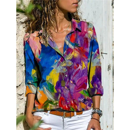 Chemise Femme Manches Longues à Imprimé Floral Élégante - PanierRoyale