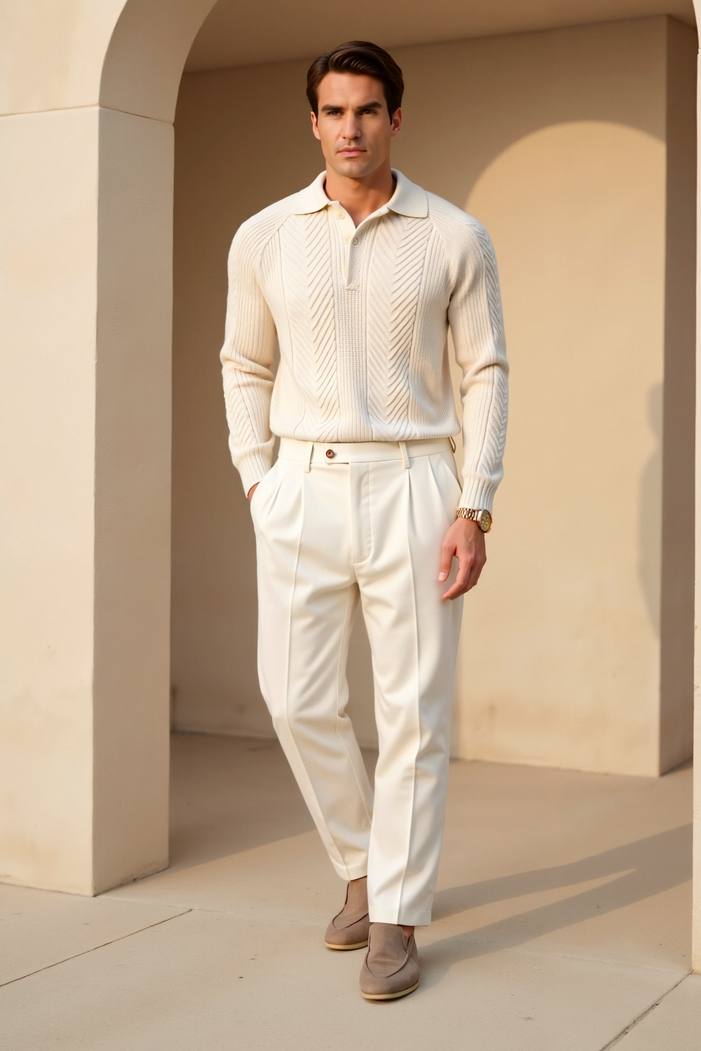 Pull en maille classique avec col polo