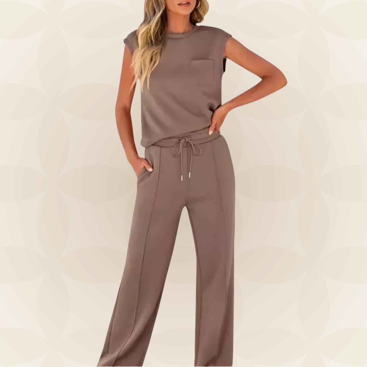 Ensemble Femme Sans Manches et Pantalon Large Fluide