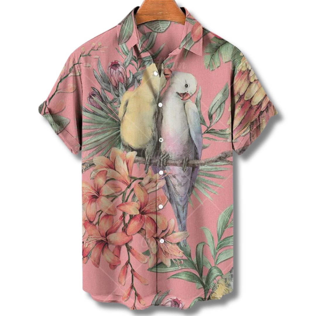 Chemise Hawaii Manches Courtes Fleurs Colorées