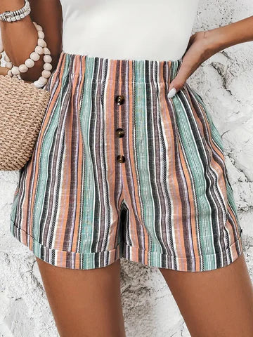 Short Femme à Rayures Colorées Été
