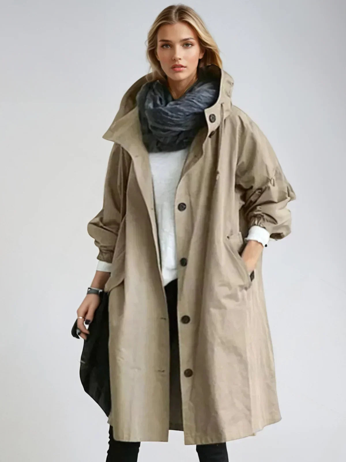 Imperméable Femme Imperméable Capuche Ceinture Coupe Ajustée
