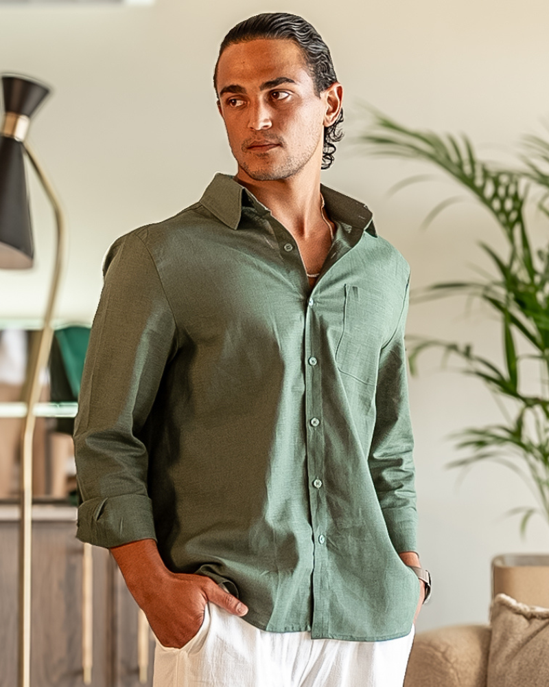 Chemise Homme Léger Lin Coton Été