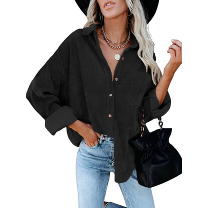 Chemise Oversize Velours Douce avec Poche avant