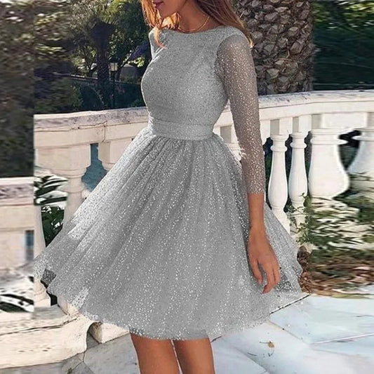 Robe Soirée Manches Longues Dos Nudité Élégante - PanierRoyale