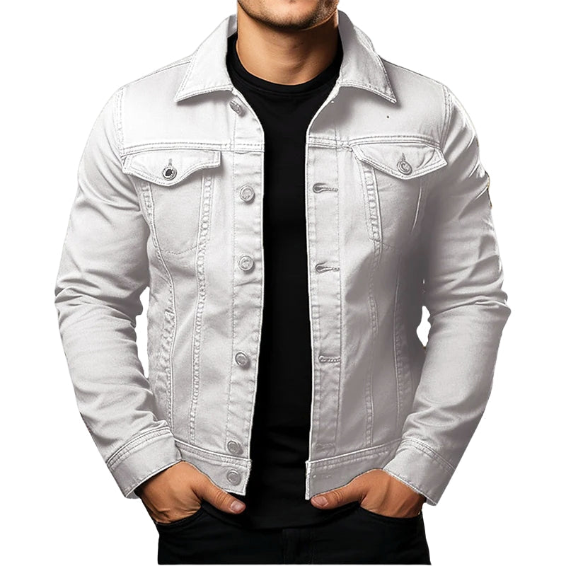 Veste Cuir Homme Classique avec Col Revers