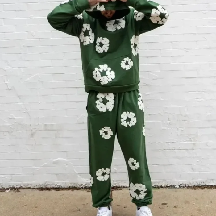 Survêtement Décontracté Capuche et Pantalon Imprimé Floral