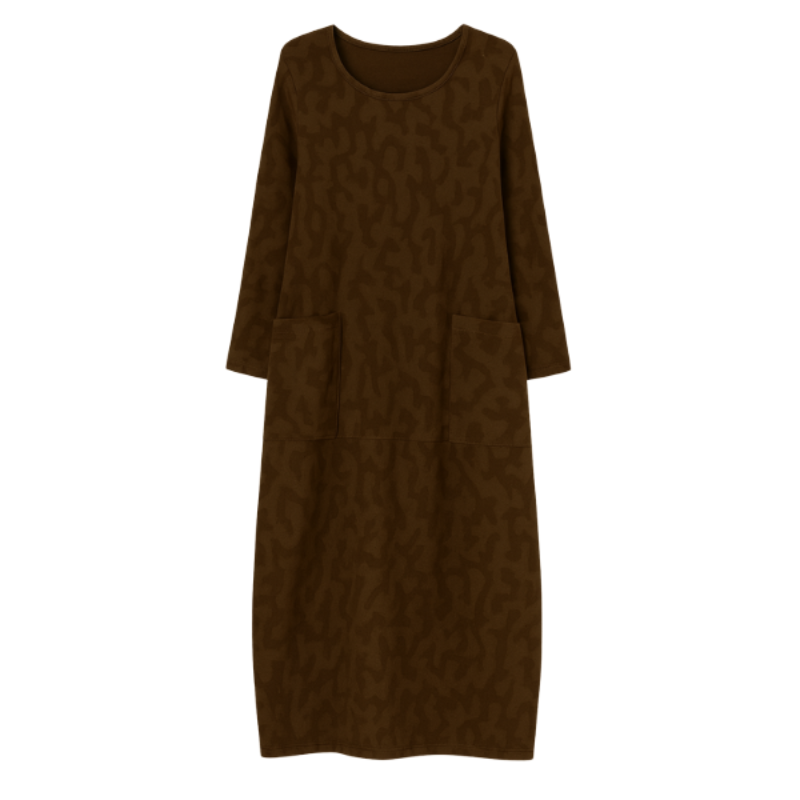 Robe Féminine Longue Manches avec Poches et Ceinture - PanierRoyale