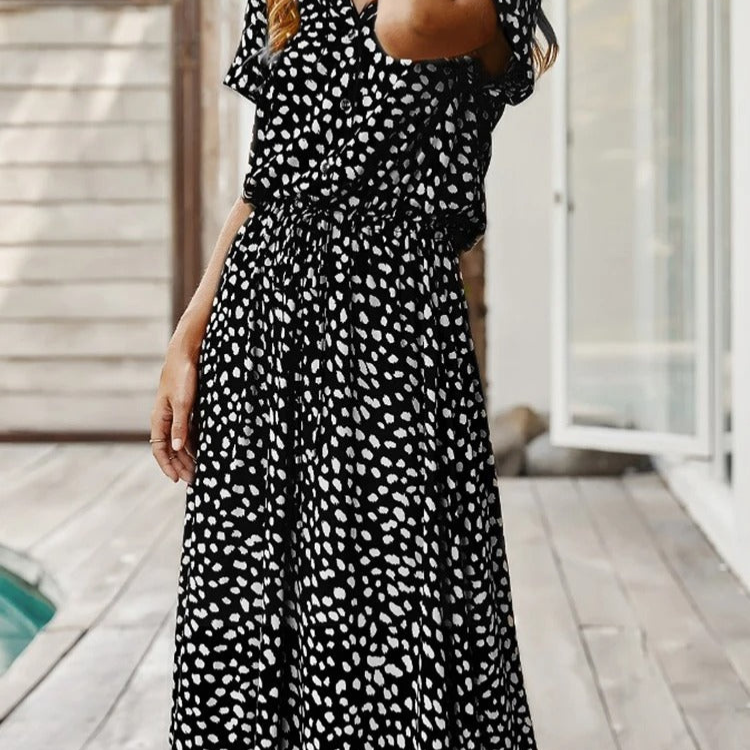 Robe Soirée Élégante à Manches Courtes - PanierRoyale