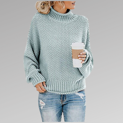 Pull Femme Tricoté Coloré Col Roulé Élégant