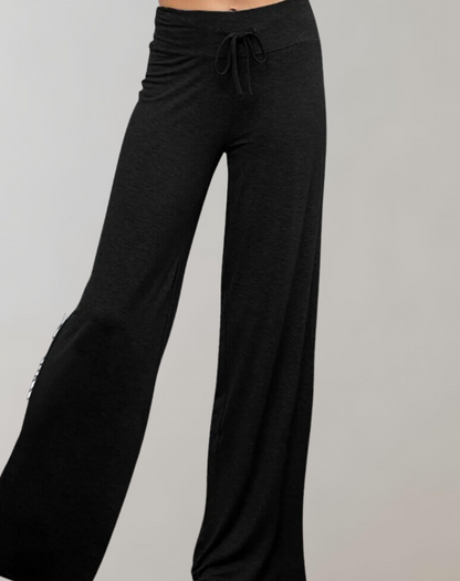 Pantalon Large Évasé Uni Coloris Élégant