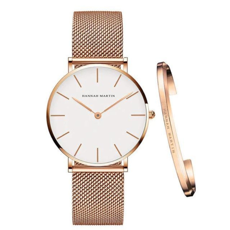 Montre Femme Chic en Métal avec Bracelet Ajustable