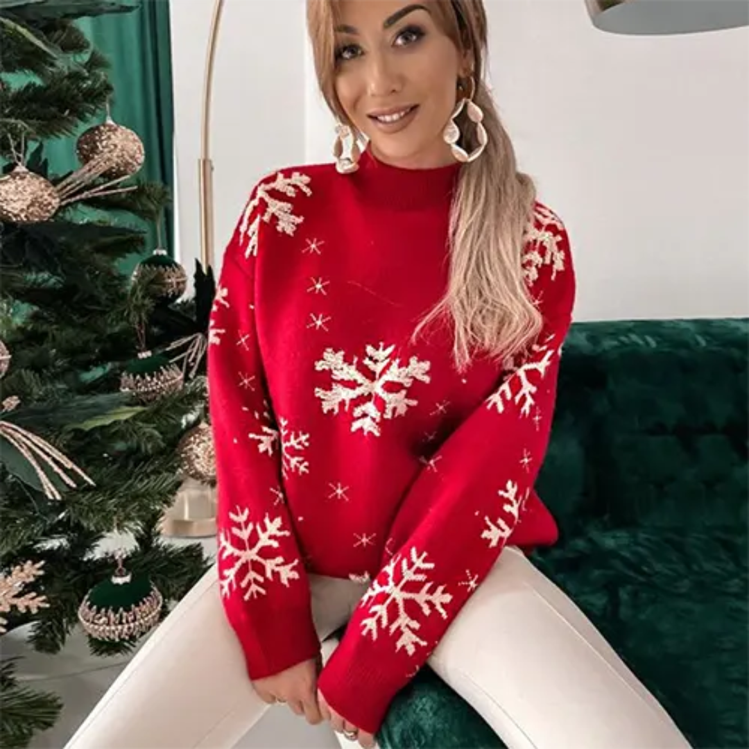 Pull Femme Rouge Élégant Hiver