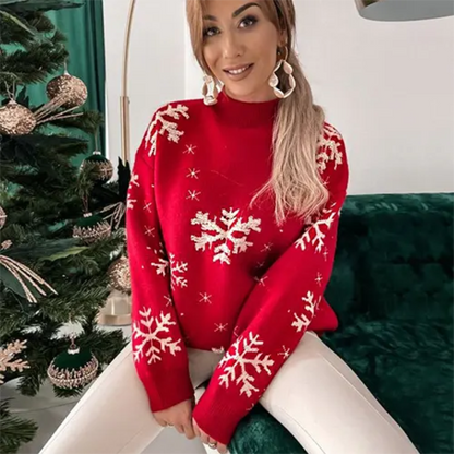 Pull Femme Rouge Élégant Hiver