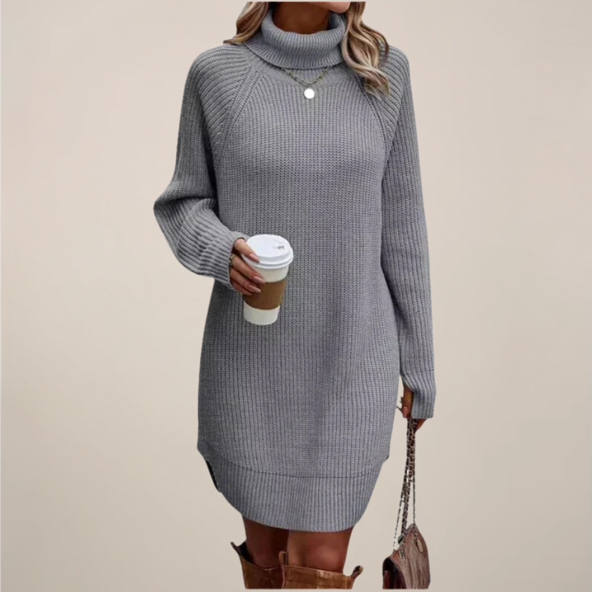 Robe Col Roulé Femme Manches Longues - BerlinGlamour