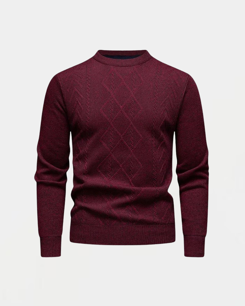 Pull Homme Laine Mélangée à Motif Jacquard