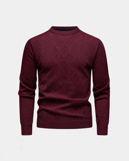 Pull Homme Laine Mélangée à Motif Jacquard