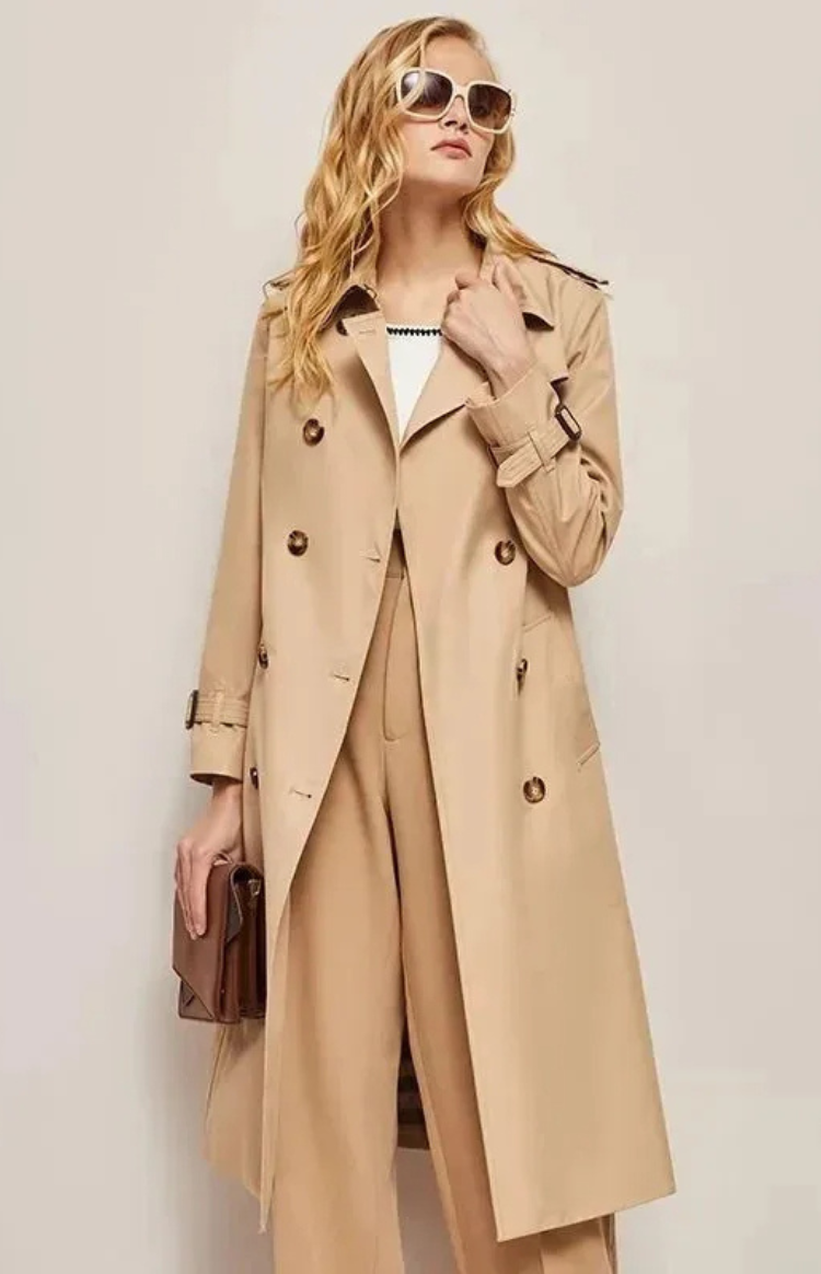 Manteau Femme Long Élégant avec Col Revers