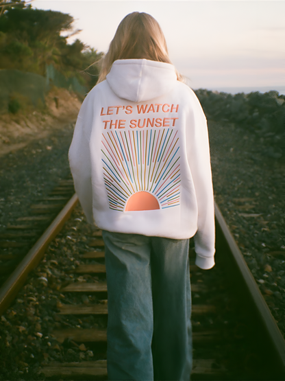 Sweat à capuche femme grande taille imprimé coucher de soleil