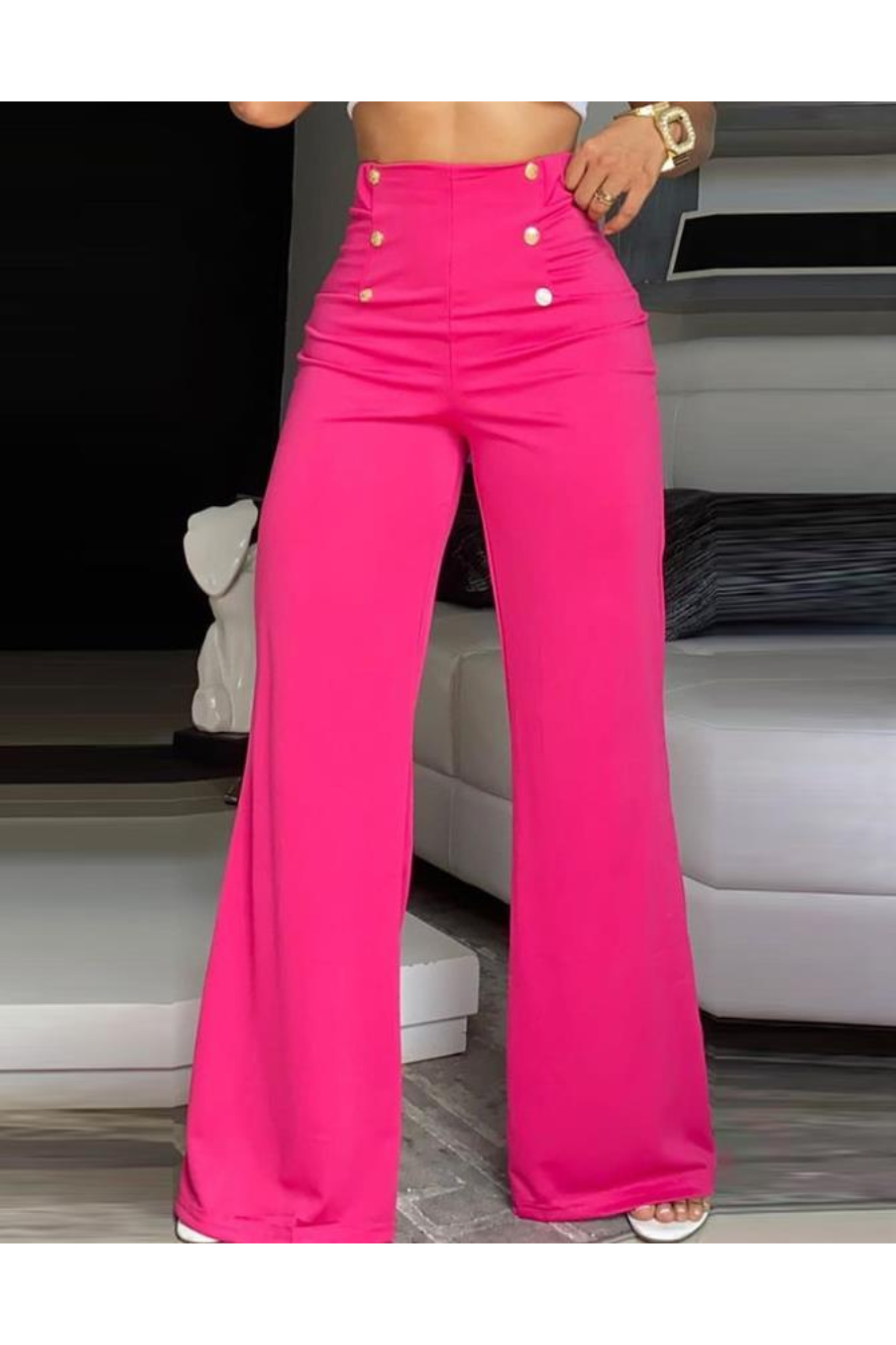 Pantalon Femme Élégant Jambes Larges et Confortable