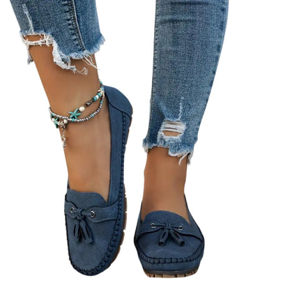 Chaussures Plates Femmes Élégantes en Cuir Noir