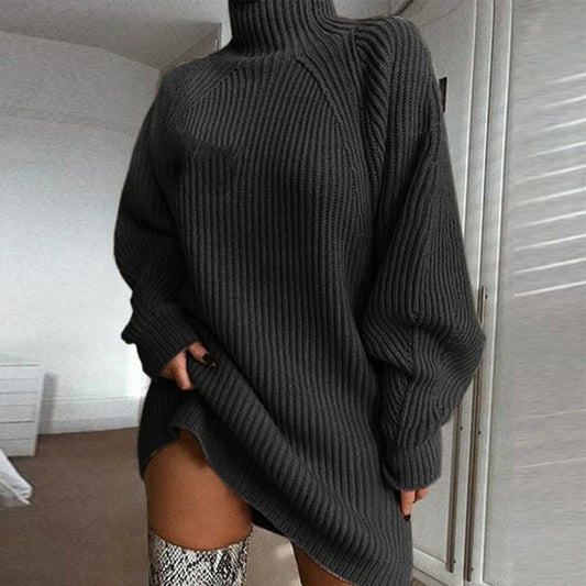 Robe pull femme col roulé manches longues élégante - PanierRoyale