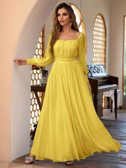 Robe de Soirée Longue Manches Blanc Féminine Élégante