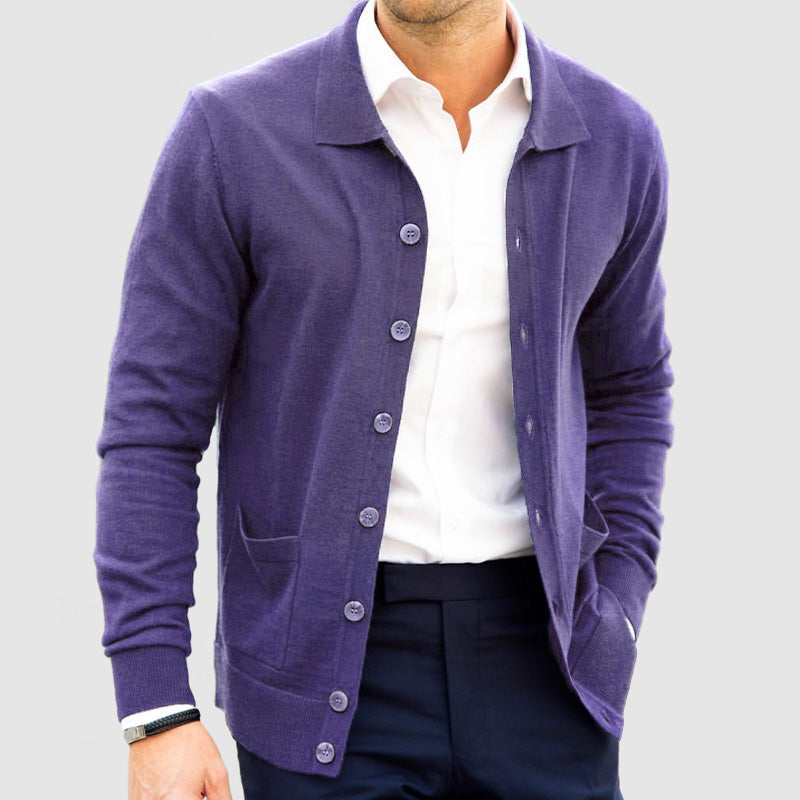 Cardigan Homme Hiver Chaud avec Poche et Col