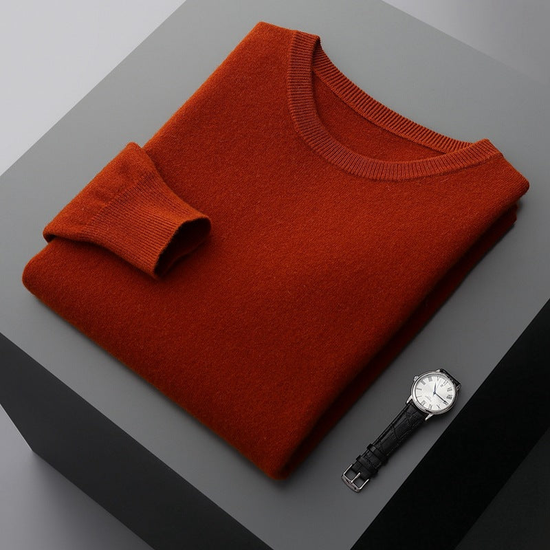 Pull Col Rond Cachemire Doux Hiver Homme