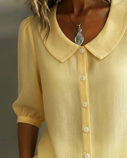 Chemisier Femme Coton Col Peter Pan Manches Longues