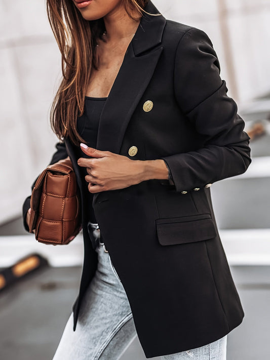 Blazer Femme Décontracté pour Travail avec Double Boutonnière - BerlinGlamour
