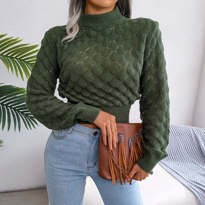 Pull Femme Gris Clair en Maille avec Manches Longues