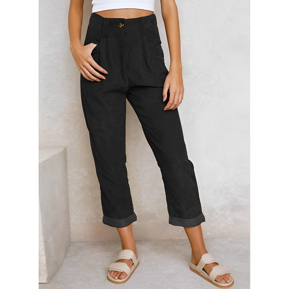 Pantalon Velours Brun Femme Hiver Chaud