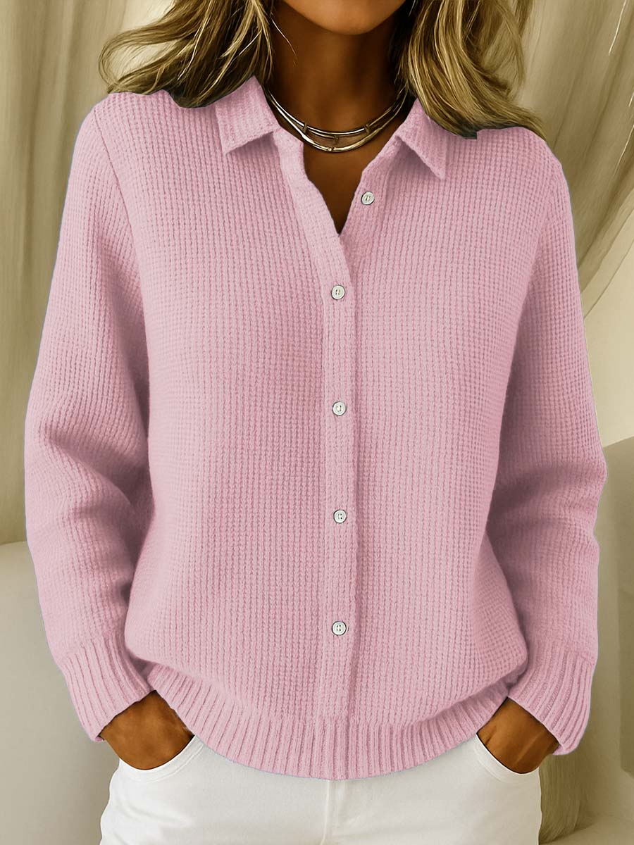 Cardigan Coton Extensible Col Chemise Coupe Ajustée
