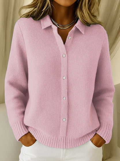 Cardigan Coton Extensible Col Chemise Coupe Ajustée
