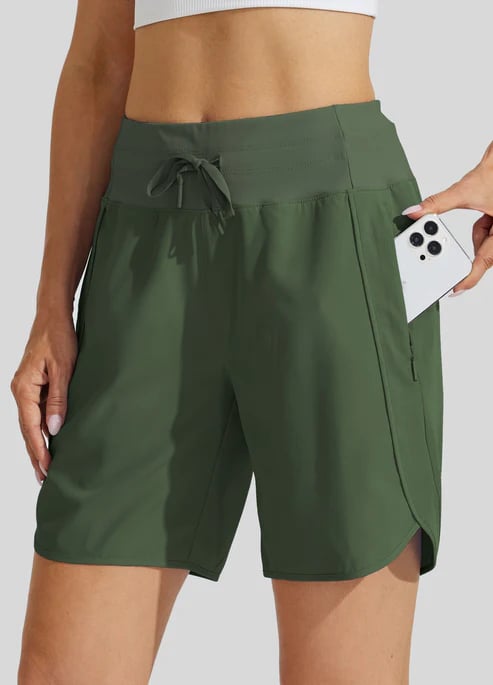 Short sport Femme Taille haute Cordon Poches